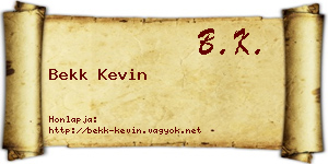 Bekk Kevin névjegykártya