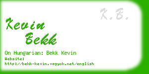 kevin bekk business card